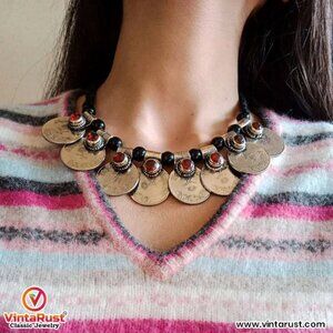 Traditional vintage coin choker-handmade vintage choker - CTH-02